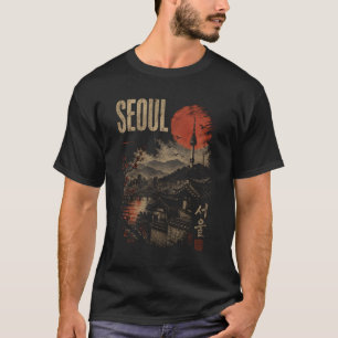 Seoul Südkorea Retro Reise Souvenir Namsan Turm T-Shirt