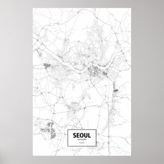 Seoul, Südkorea (schwarz auf weiß) Poster