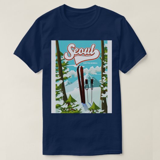 Seoul Südkorea Skiposter T-Shirt (Design vorne)