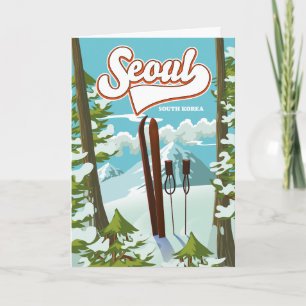 Seoul Südkorea Skireiseplakat Feiertagskarte