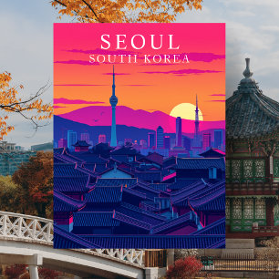 Seoul Südkorea Skyline Fetter Sonnenuntergang Stad Postkarte