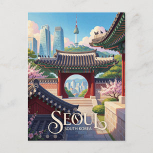Seoul Südkorea Traditionelle Moderne Stadt Reise Postkarte