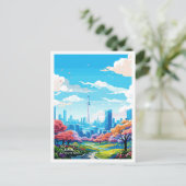 Seoul Südkorea Vintage Illustration Postkarte (Stehend Vorderseite)