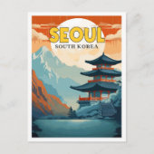 Seoul Südkorea Vintage Illustration Postkarte (Vorderseite)