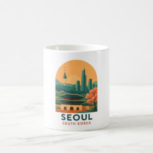 Seoul Südkorea – Vintage-Reise-Kunst, Minimalistis Kaffeetasse
