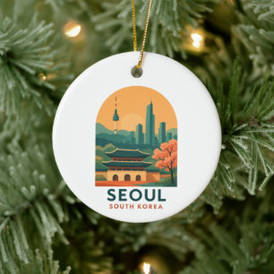 Seoul Südkorea – Vintage Reise Kunst Minimalistisc Keramik Ornament