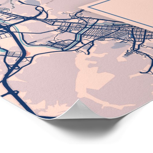 Seoul - Südkoreanisch Breezy City Map Poster (Ecke)