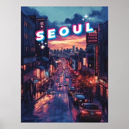 Seoul Sunset: Eine lebendige Stadtbesichtigung Poster (Vorne)
