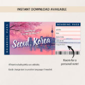 Seoul Surprise Trip Boarding Pass Gift Ticket Card Einladung