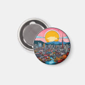 Seoul Vibrant Urban Skyline Magnet (Vorderseite/Rückseite)