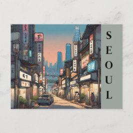 Seoul Vintag South Korea Travel asian Cityscape Postkarte