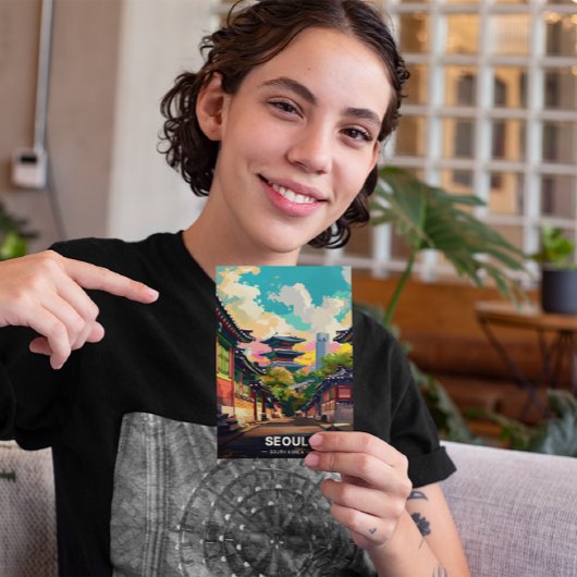 Seouls antiker Charme unter einem lebhaften Himmel Postkarte