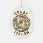 Sepak Takraw geflochtener Ball Keramik Ornament (Hinten)