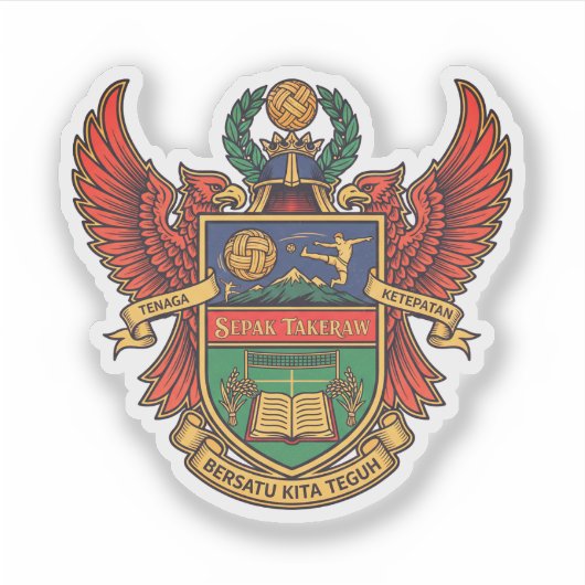 Sepak Takraw - Wappenstil-Logo Aufkleber (Vorderseite)
