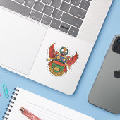 Sepak Takraw - Wappenstil-Logo Aufkleber (Laptop mit iPhone)