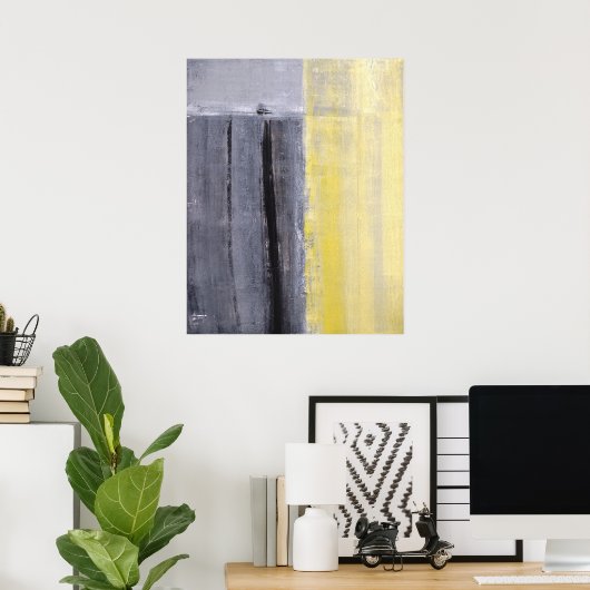 'Separated' Grey and Yellow Abstract Art Poster (Heimbüro)