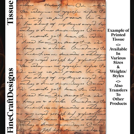 SEPI Aged Paper Elegant Writing DC8c Decoupage Seidenpapier