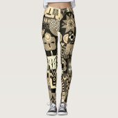 Sepia Abstract Geometric Folk Art Quilt Leggings (Vorderseite)