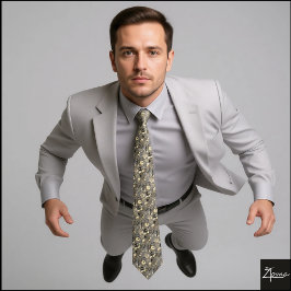 Sepia Abstract Pattern Dense Organic Shapes Krawatte