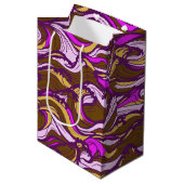 Sepia Abstract Pebble Bean Repeating Pattern Mittlere Geschenktüte (Vorderseite Schrägansicht)