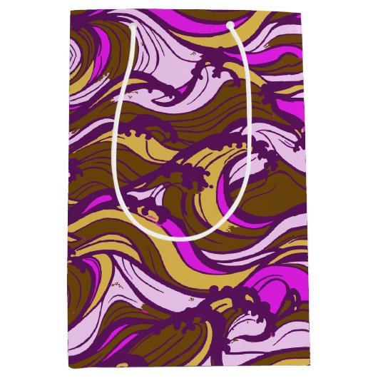 Sepia Abstract Pebble Bean Repeating Pattern Mittlere Geschenktüte (Vorderseite)