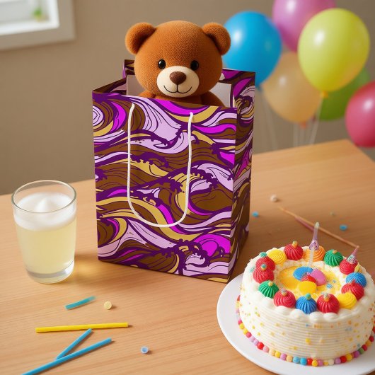 Sepia Abstract Pebble Bean Repeating Pattern Mittlere Geschenktüte