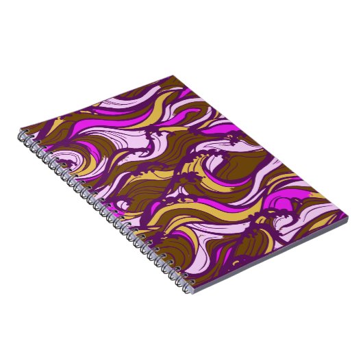 Sepia Abstract Pebble Bean Repeating Pattern Notizblock (Rechte Seite)