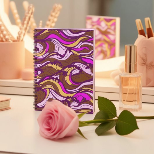 Sepia Abstract Pebble Bean Repeating Pattern Notizblock