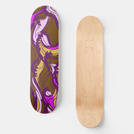 Sepia Abstract Pebble Bean Repeating Pattern Skateboard (Vorderseite)