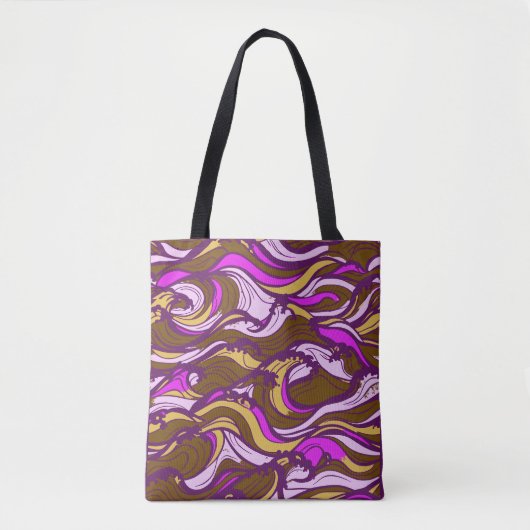 Sepia Abstract Pebble Bean Repeating Pattern Tasche (Vorderseite)