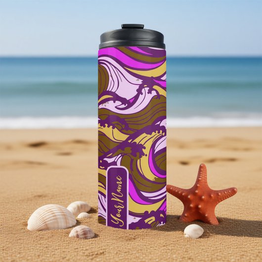 Sepia Abstract Pebble Bean Repeating Pattern Thermosbecher