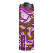 Sepia Abstract Pebble Bean Repeating Pattern Thermosbecher (Vorderseite)