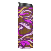 Sepia Abstract Pebble Bean Repeating Pattern Thermosbecher (Nach rechts gedreht)