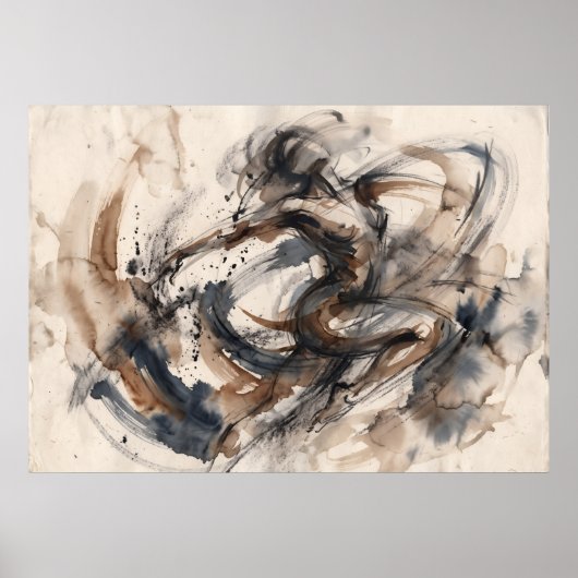 Sepia-Abstraktes-Bewegungsplakat Poster (Vorne)