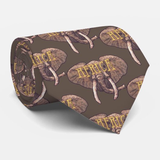Sepia Afrika Elefant Krawatte (Gerollt)