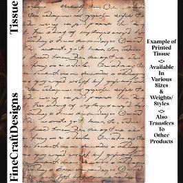 Sepia Aged Paper Elegant Writing DC8b Decoupage Seidenpapier