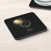 Sepia-Akustikgitarre trinkt Untersetzer (Linke Seite)