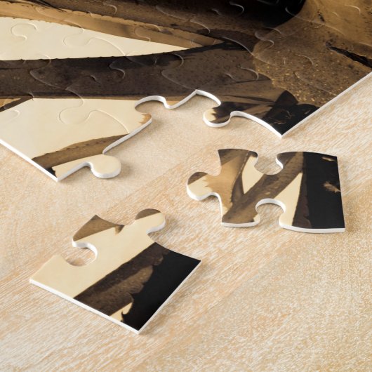 Sepia Aloe Cactus Pflanze Puzzle (Seite)