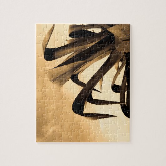 Sepia Aloe Cactus Pflanze Puzzle (Vertikal)