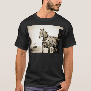 Sepia Amish Pferd und Buggy T-Shirt