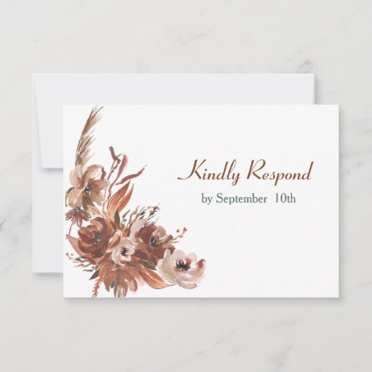 Sepia Autumn Floral Wedding RSVP (Vorderseite)