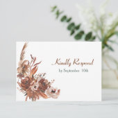 Sepia Autumn Floral Wedding RSVP (Stehend Vorderseite)
