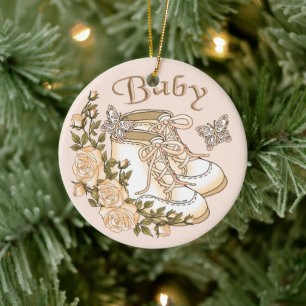 Sepia Baby First Shoes Keramik Ornament