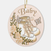Sepia Baby First Shoes Keramik Ornament (Links)