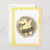 Sepia Ballerina Hippo mit Tutu altem Papierrahmen Postkarte (Vorne/Hinten)