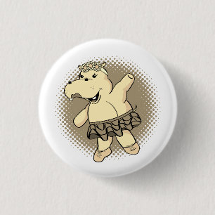 Sepia Ballerina Hippo mit Tutu Button