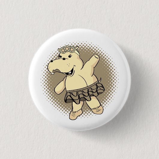 Sepia Ballerina Hippo mit Tutu Button (Vorderseite)