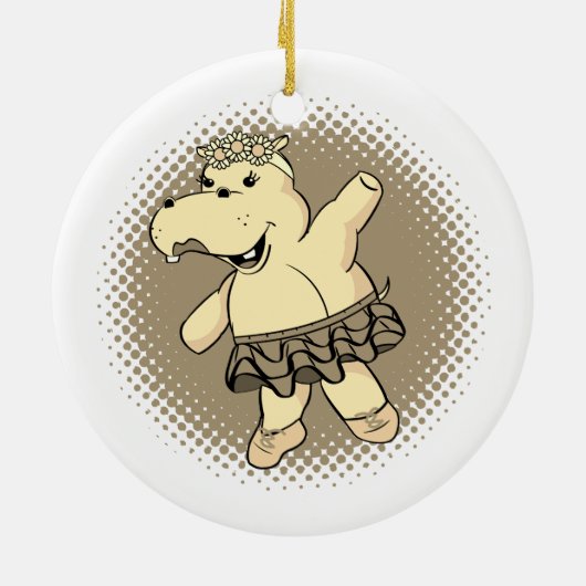 Sepia Ballerina Hippo mit Tutu Keramik Ornament (Hinten)