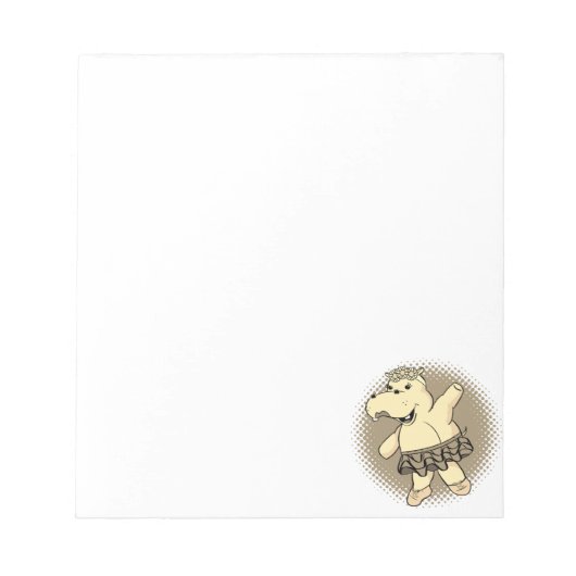 Sepia Ballerina Hippo mit Tutu Notizblock (Vorderseite)