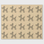 Sepia Balloon Dog Party Wrapping Paper Geschenkpapier (Flach)